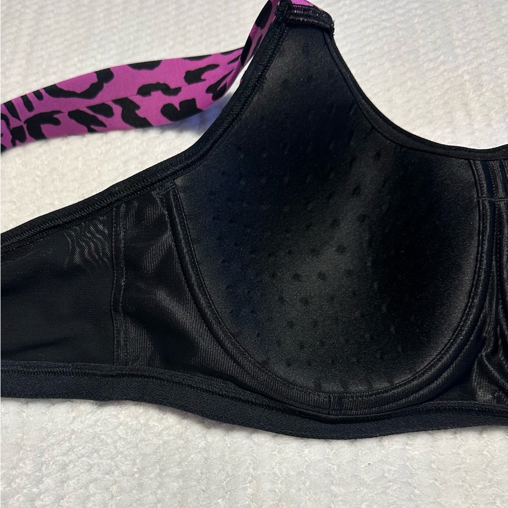Lane Bryant LIVI Active Max Support Underwire Purple/Black Leopard Sports Bra - Picture 4 of 8